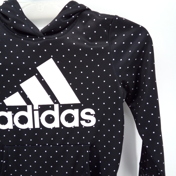 adidas Black White Polks Dot Hoodie Kangaroo Pocket 2020 Collection M 10/12 - Picture 4 of 11